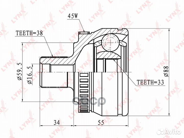 Шрус наружный перед прав/лев CO1203A lynxauto