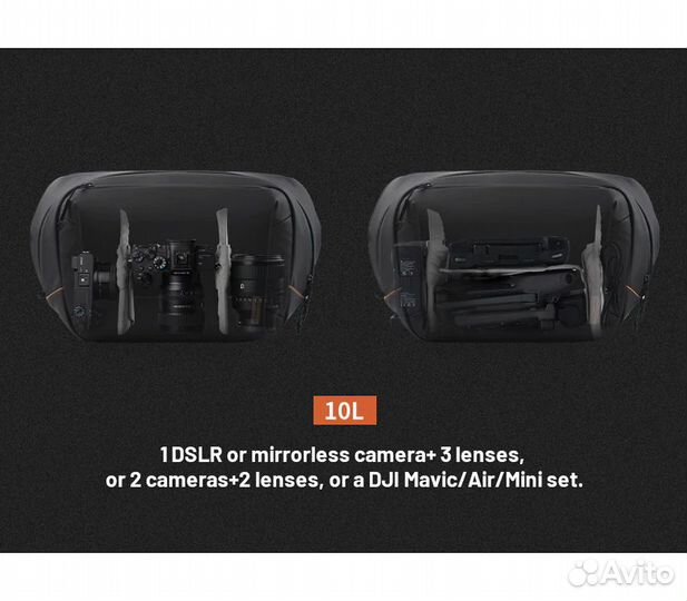 Сумка pgytech OneGo Solo V2 10L, цвет Obsidian