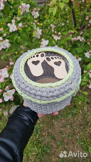 Вязаные корзинки ручной работы