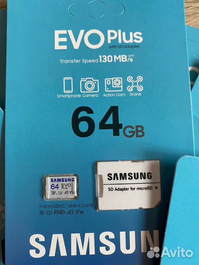 Новая Карта памяти MicroSD Samsung 64 GB EVO plus