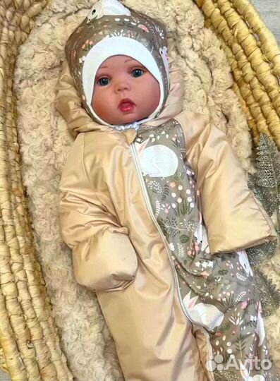 Конверт кокон на овчине утепленный (бежевый лайт)