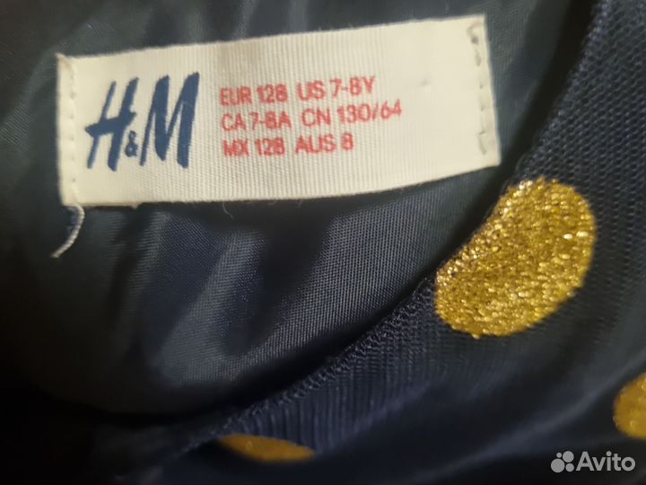 Платье H&M в горох, синее, стиляги