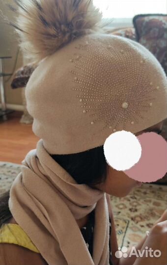 Беретка с шарфом для девочки 2 шт