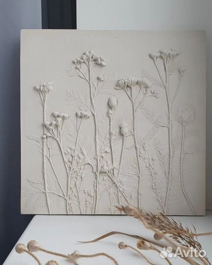 Ботанический гипсовый барельеф,панно. Мастер класс