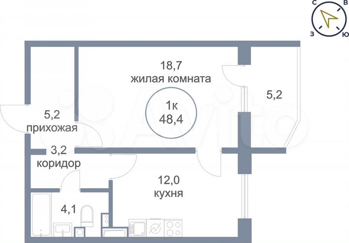 1-к. квартира, 48,4 м², 17/17 эт.