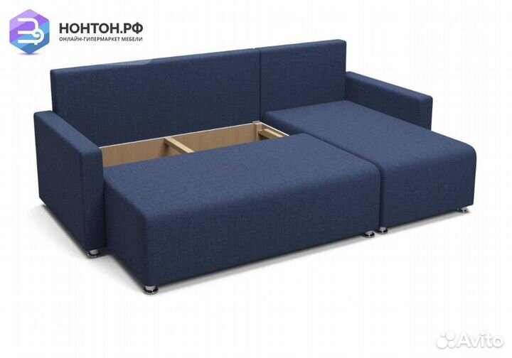 Диван угловой еврокнижка Челси темно-синий