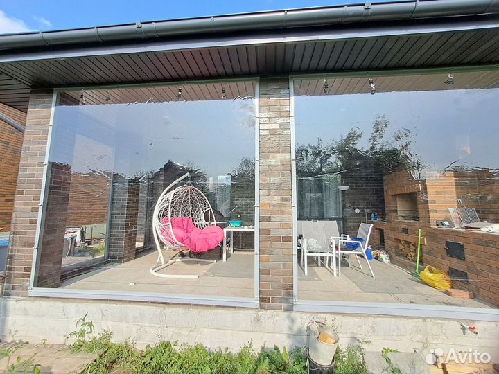 Гибкие окна жидкое стекло для террасы под ключ