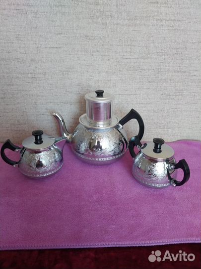 Чайник заварочный металлический, набор, новый