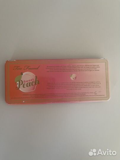 Палетки теней too faced sweet peach