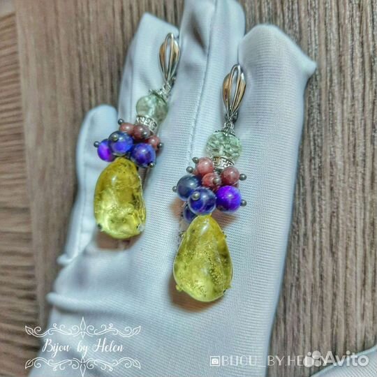 Серьги с натуральными камнями в наличии и на заказ