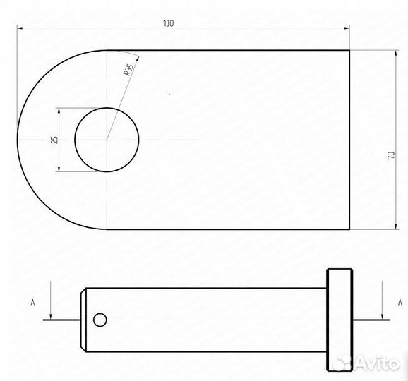 Гидравлический цилиндр двустороннего действия длин