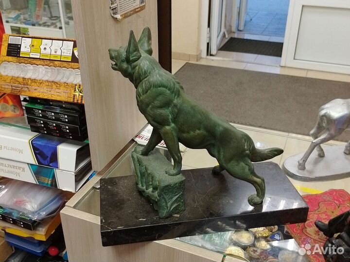 Антикварная статуэтка Собака Бронза 19 век Франция