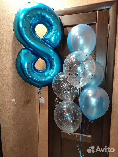 Шары с гелием, с надписью, коробка с шарами