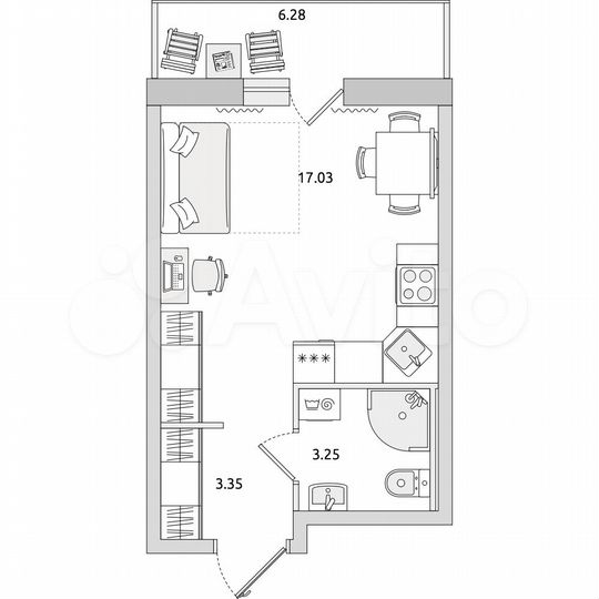 Квартира-студия, 29,9 м², 5/21 эт.