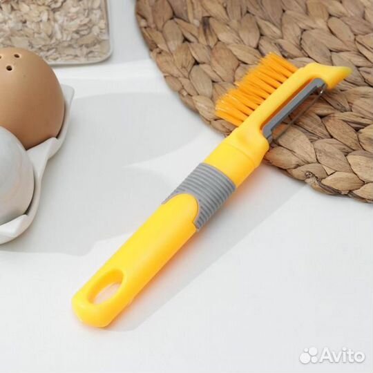 Овощечистка «Ритм», с щёткой, 20 см, цвет микс