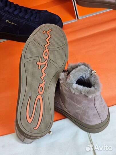 Кеды Santoni с мехом