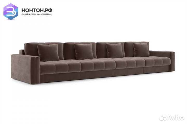 Диван прямой тик-так Монарх коричневый