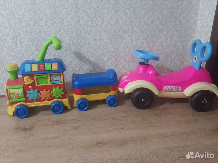 2 Каталки Baby Go Паровоз и машинка Полесье