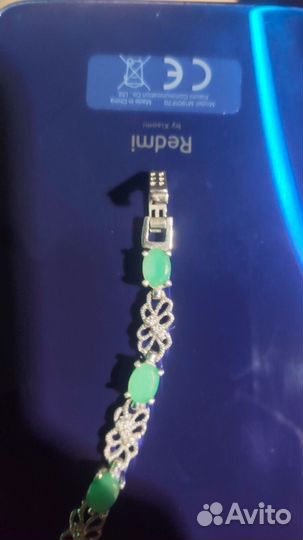 Браслет серебро с изумрудом