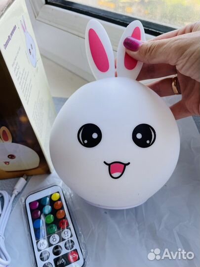 Ночник детский силиконовый зайка с пультом