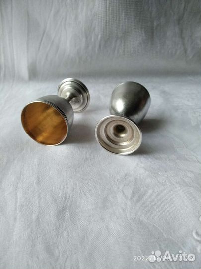 Рюмочки мельхиоровые, позолоченные, винтаж