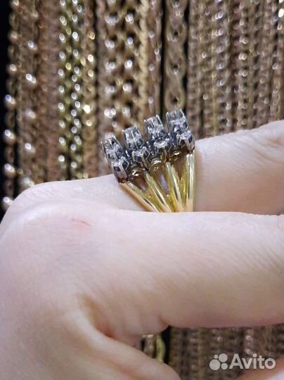 Золотое кольцо с бриллиантами дорожка 750пр