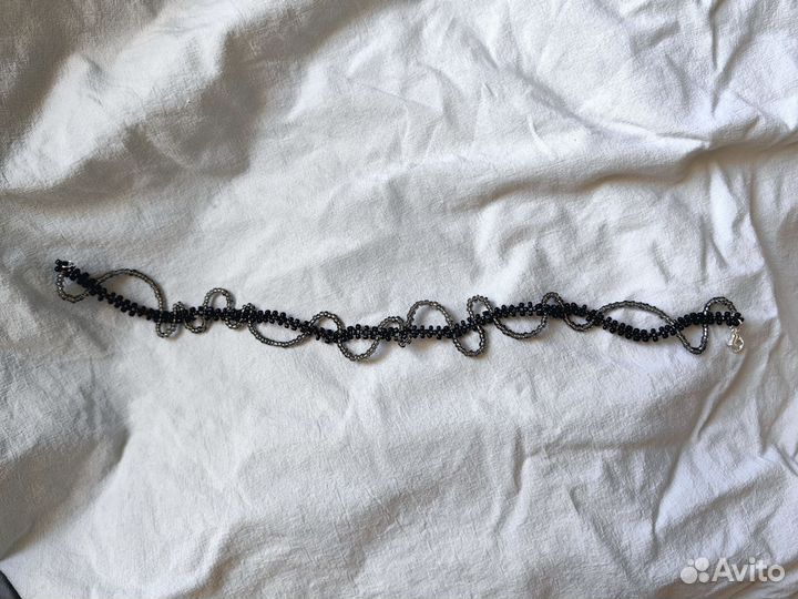 Чокер из бисера, ручная работа, волны