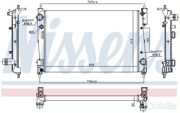 Радиатор охлаждения двигателя Opel