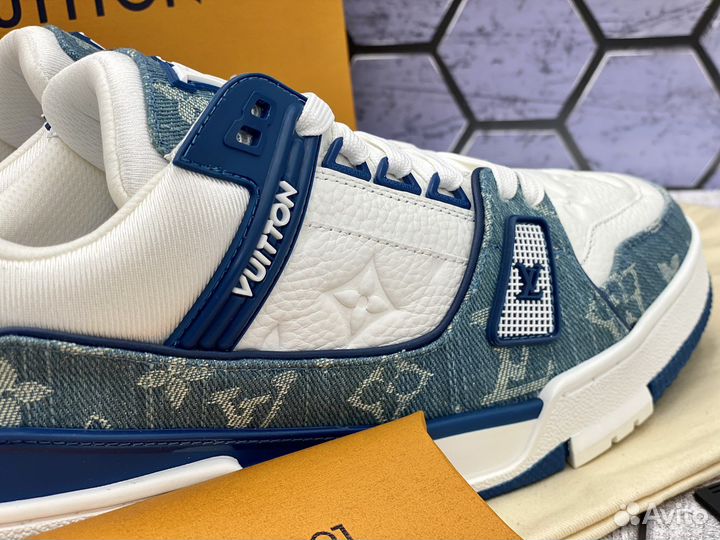 Кроссовки Louis Vuitton Trainer Denim White Blue