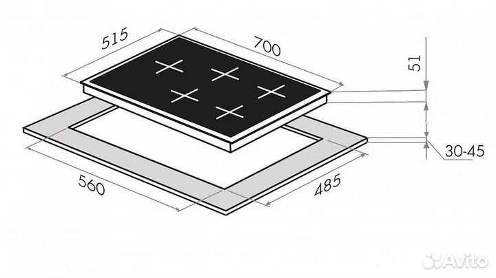 Газовая варочная панель Maunfeld eghe.75.33CB/G