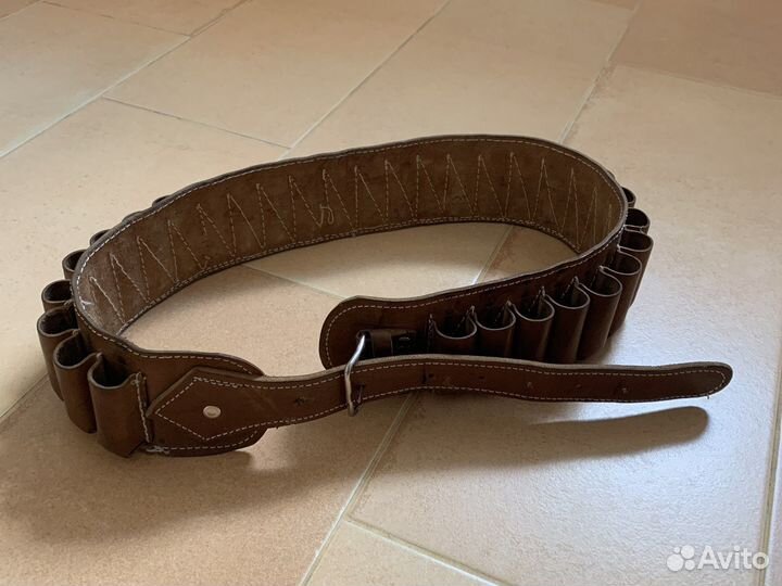 Ремень патронташ 12 калибр кожаный на 30 патронов
