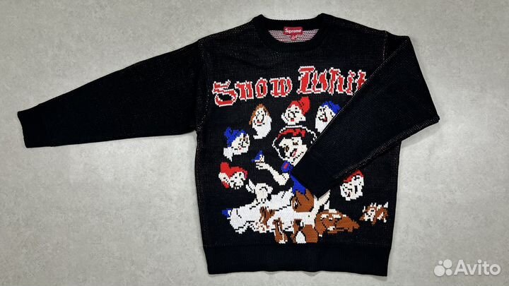 Свитер Supreme Белоснежка и 7 Гномов черный