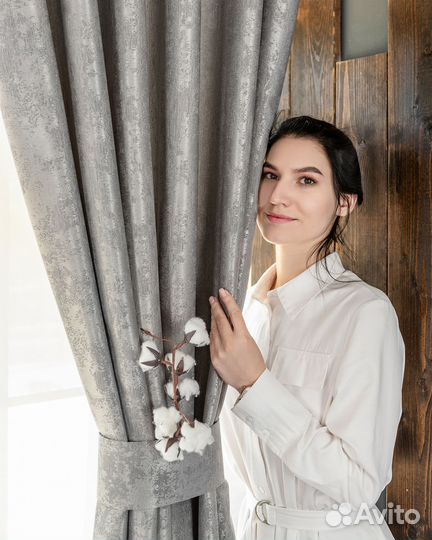 Комплект штор мрамор Зарина Светло-серый