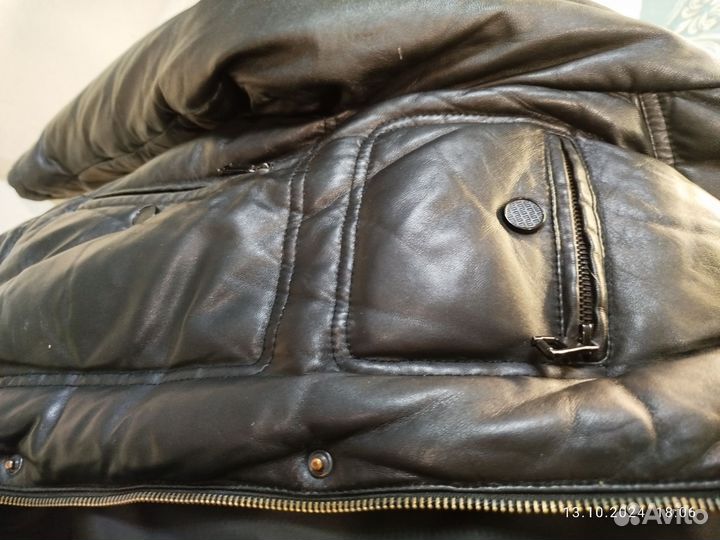 Мужской кожаный пуховик