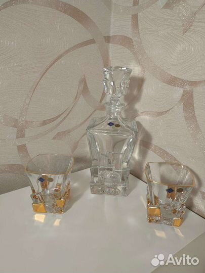 Штоф + стаканы хрусталь. Богемия, подарочный набор
