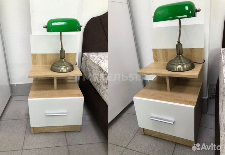 Тумба прикроватная Уют сб-2748 Дуб Сонома/Белый