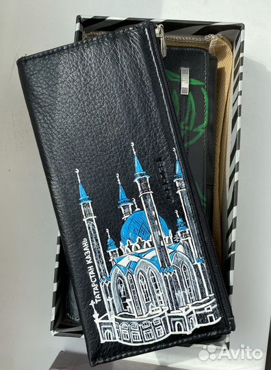Кошелек женский кожаный с ручной росписью 