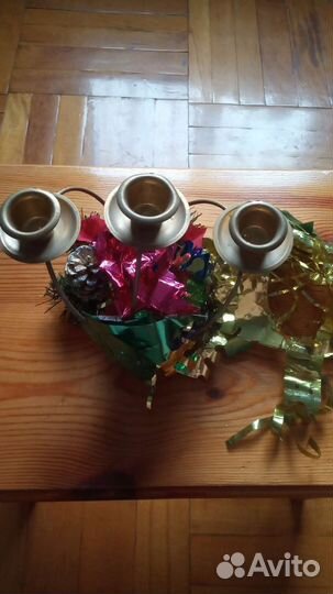 Праздничный подсвечник на 3 свечи