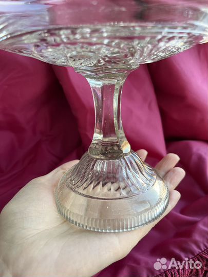 Ваза для фруктов, стекло, старинная