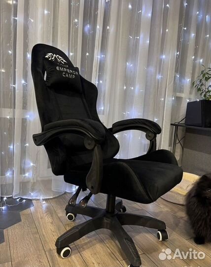 Геймерское кресло велюр черное