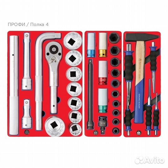 Набор инструментов в тележке мастак 299 пр