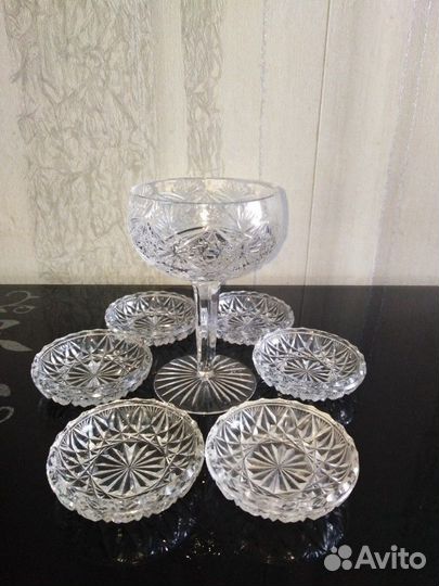 Набор креманка + вазочки хрустальные