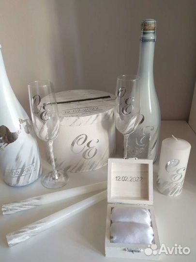 Свадебный набор,шампанское,свечи