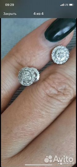 Серьги белое золото с бриллиантами