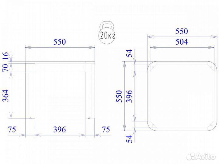 Стол журнальный Квадро Дуб галифакс белый