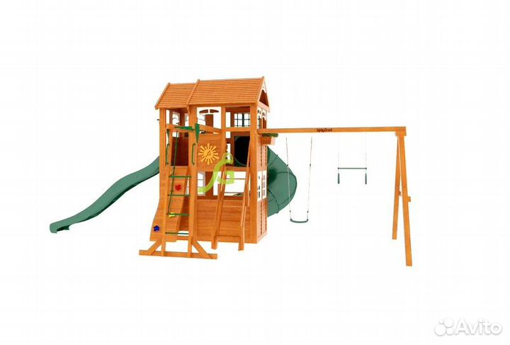 Детская площадка. Домик с трубой и рукоходом Luxe