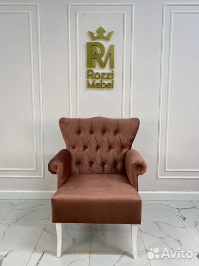 Кресло в каретной стяжке, терракотовое