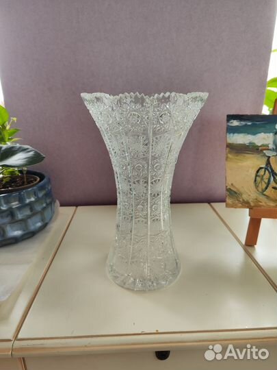 Ваза для цветов хрустальная. Богемия