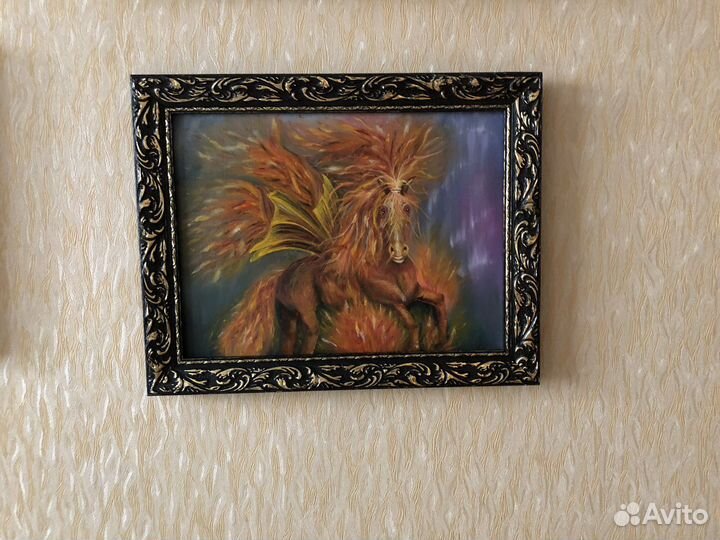 Картина маслом. Огненногривая лошадь