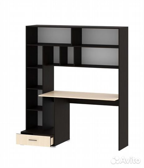 Стол компьютерный с полками Ясень шимо